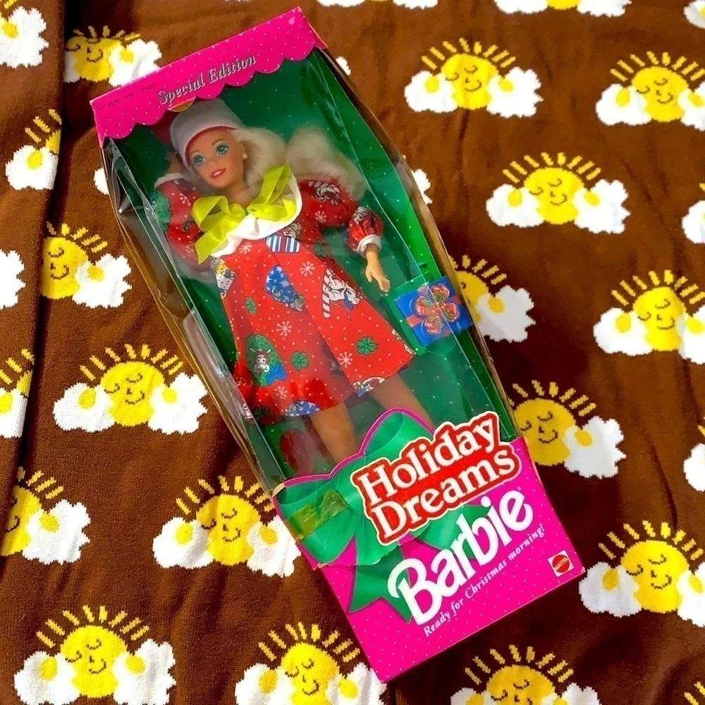 Vintage 1994 Mattel holiday dreams Christmas morning Barbie Blonde green eyes